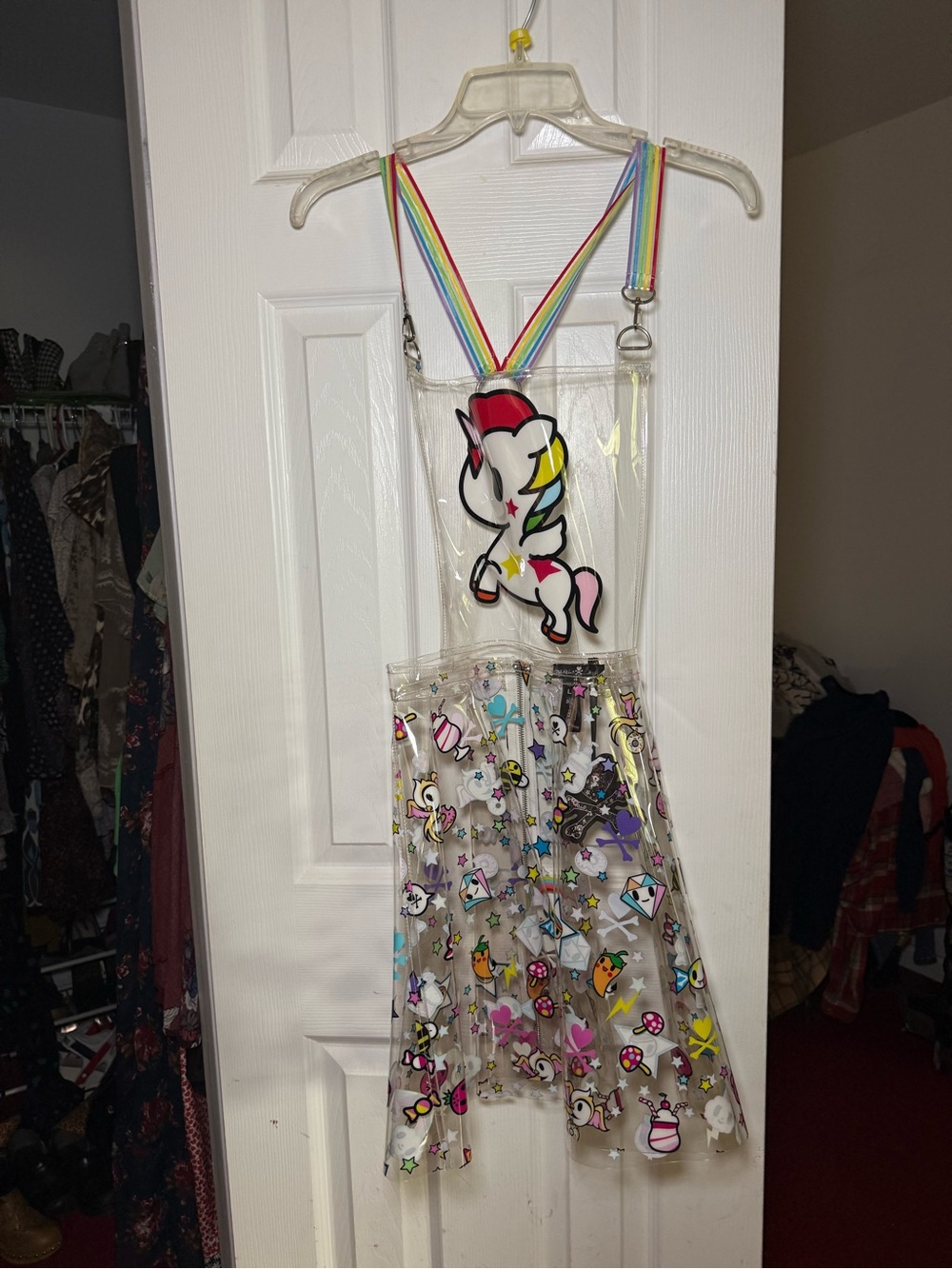 TOKI DOKI clear PVC Unicorn Crossbody Dress with Rainbow Straps